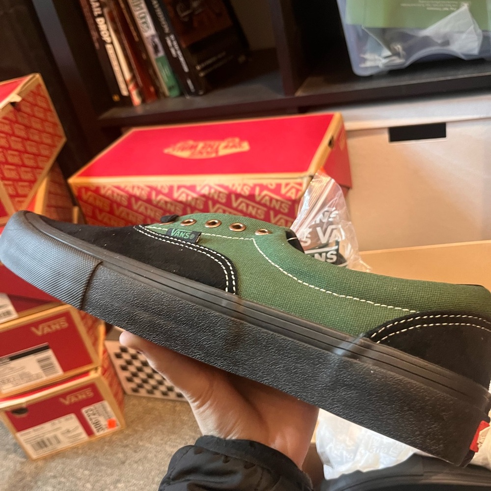 Vans Black and Green Canvas Sneakers